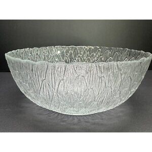 Vintage Arcoroc Fruit Salad Serving Bowl Clear Glass Marguerite Sunflower 9"